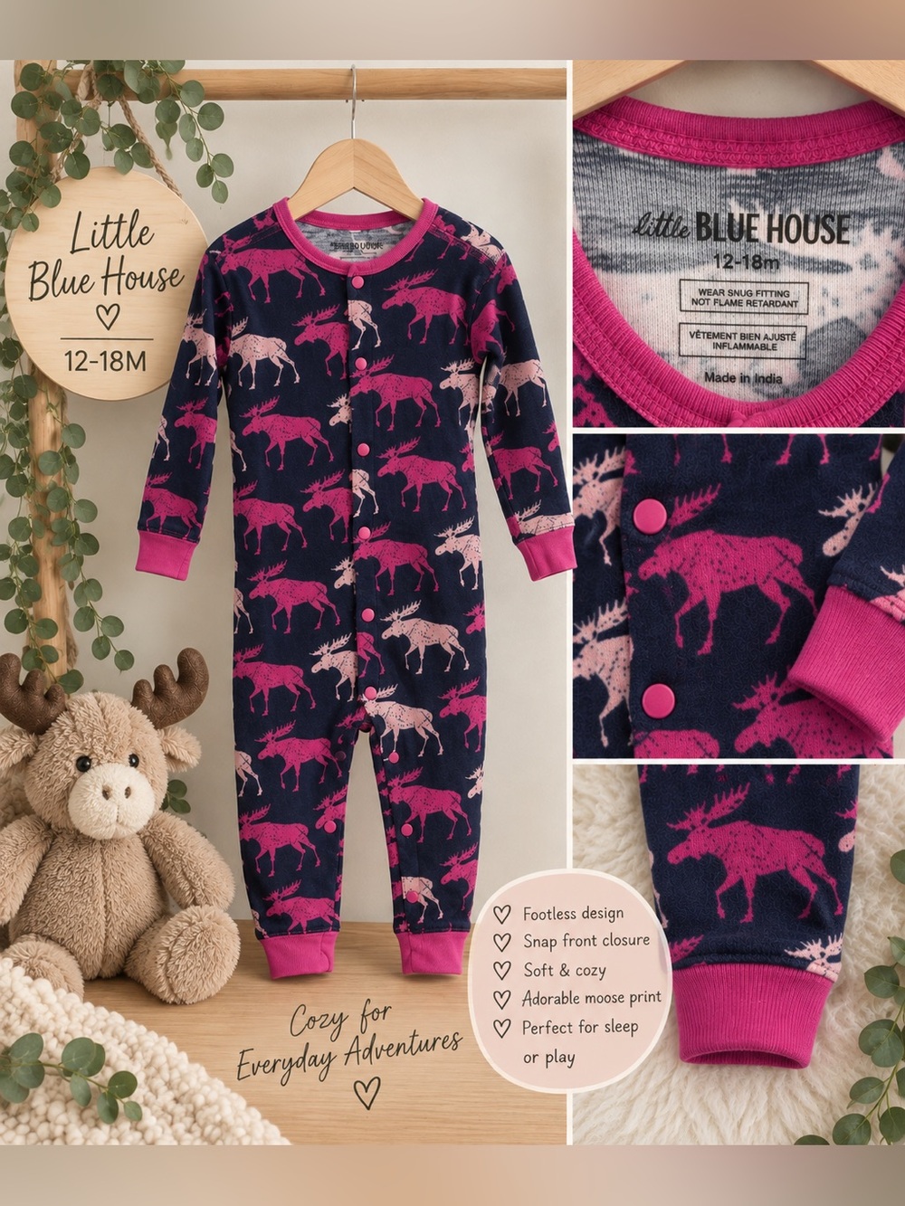 Adorable Little Blue House footless pajama sleeper in size 12–18M 🫎💕